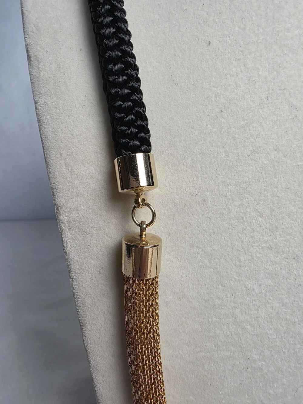Holst & Lee Corded Black Rope & Metallic Mesh Necklace Gold/Silver